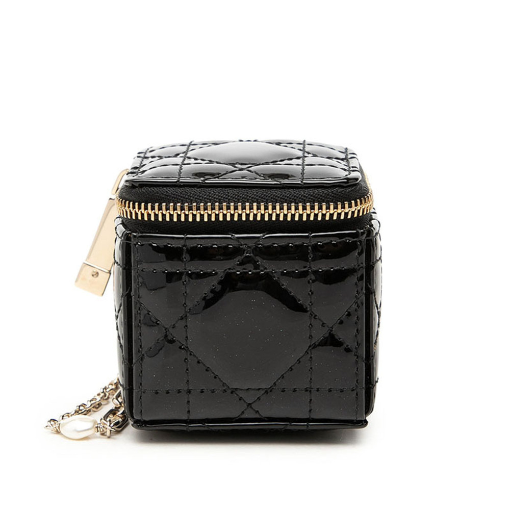 Christian Dior Dior Lady Handbag Pouch Accessory Case 43-MA-0272 Black Patent...